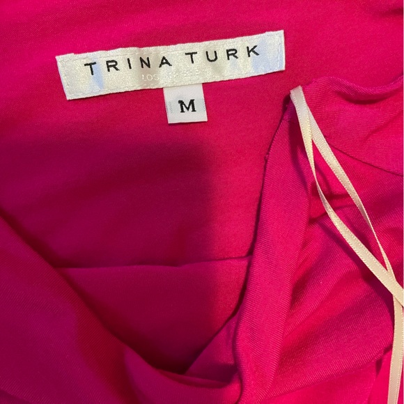 Trina Turk  Pink Estell Draped One-Shoulder Jumpsuit Size Medium - Picture 4 of 8